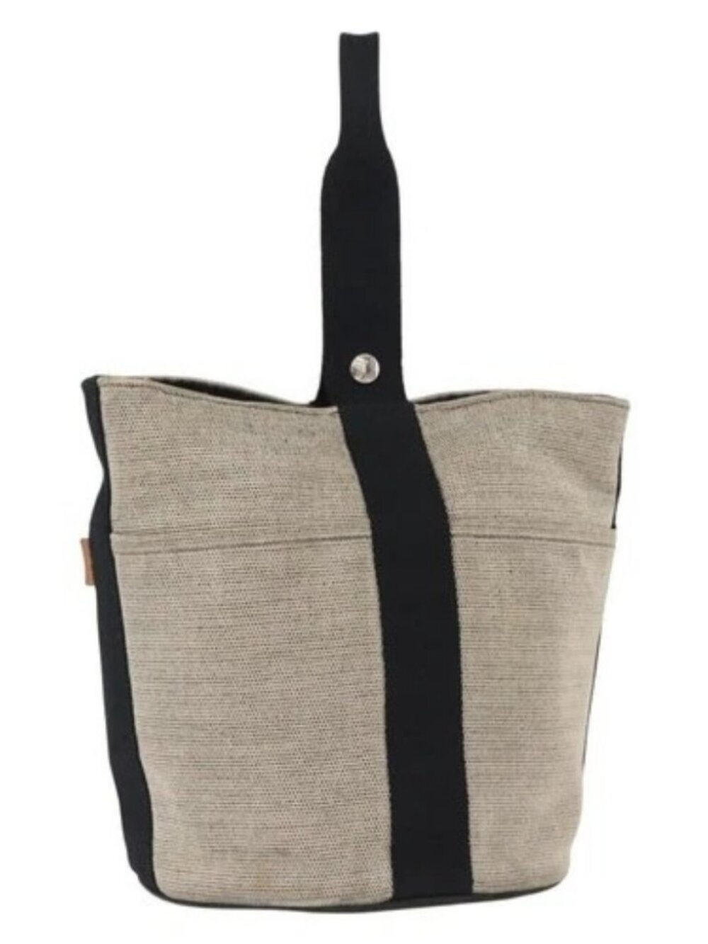 HERMES Hand Bag Canvas Gray Silver Auth 165517